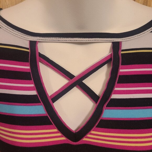 Bobbie Brooks Striped Ruched Tunic Top – Size Large - Picture 2 of 10